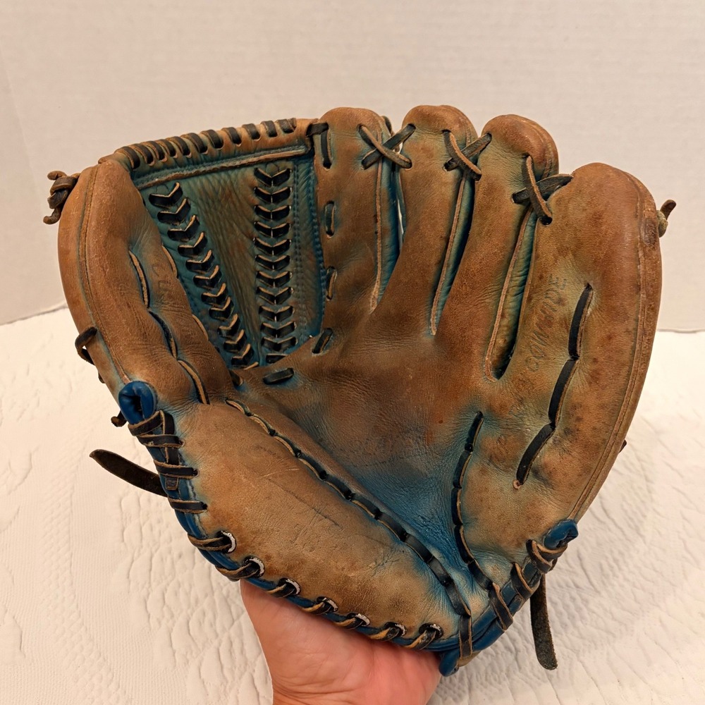 Vintage Nesco All Star Professional Baseball Glove Cowhide Leather Blue Tan RHT